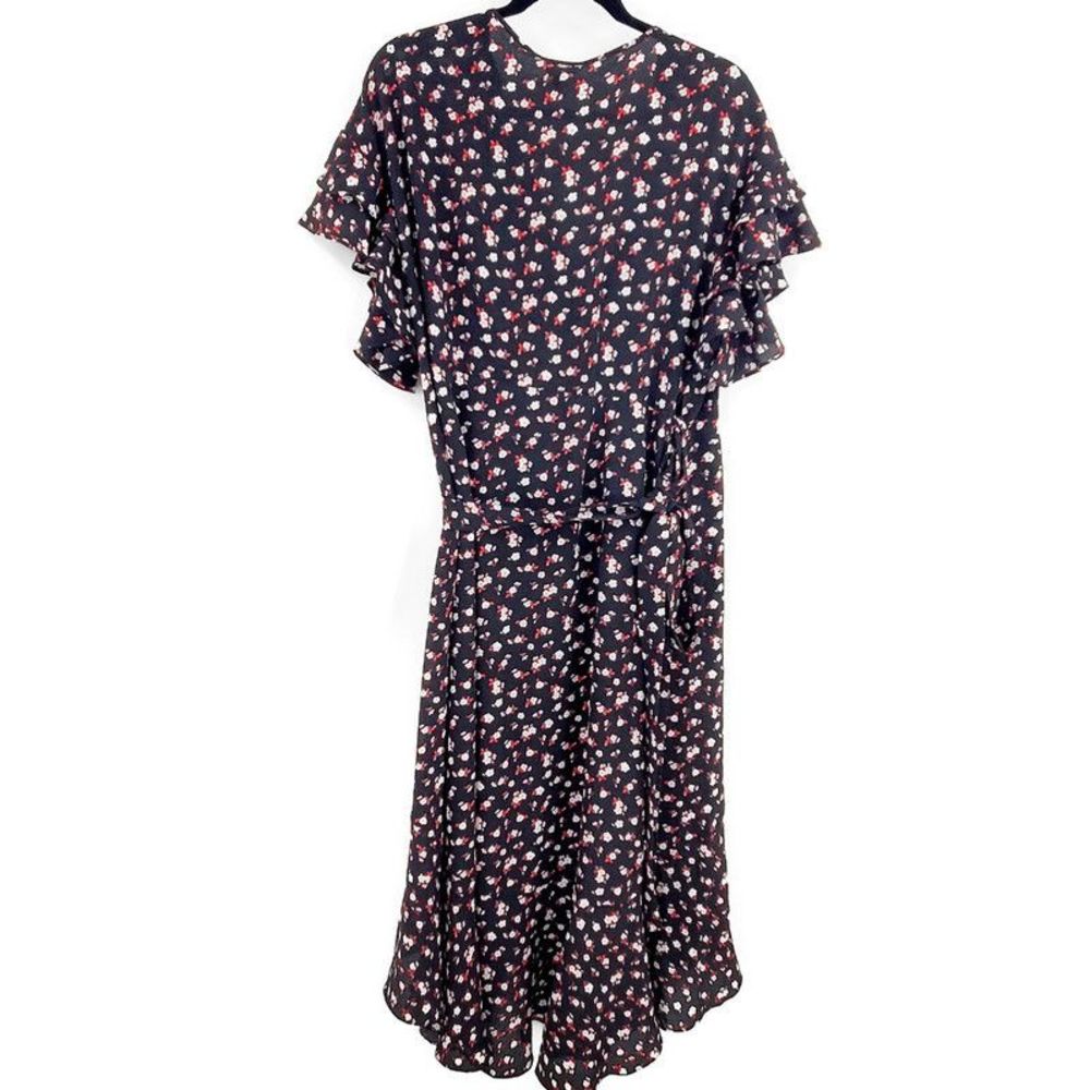 Max Studio Ruffle Crepe High Low Wrap Midi Dress - Picture 3 of 7